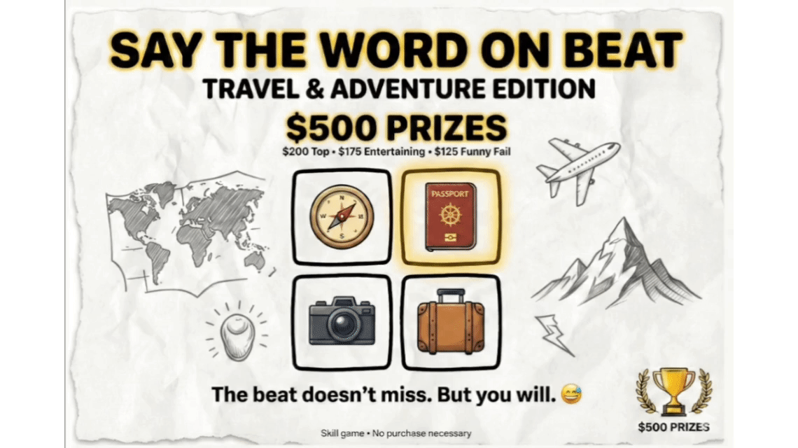 On The Beat Travel Showdown - $500 in Prizes